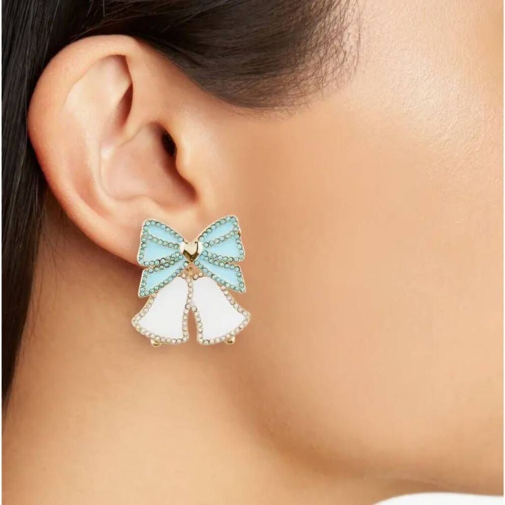 BaubleBar Wedding Bell Drop Earrings with Blue Bows - Picture 2 of 3
